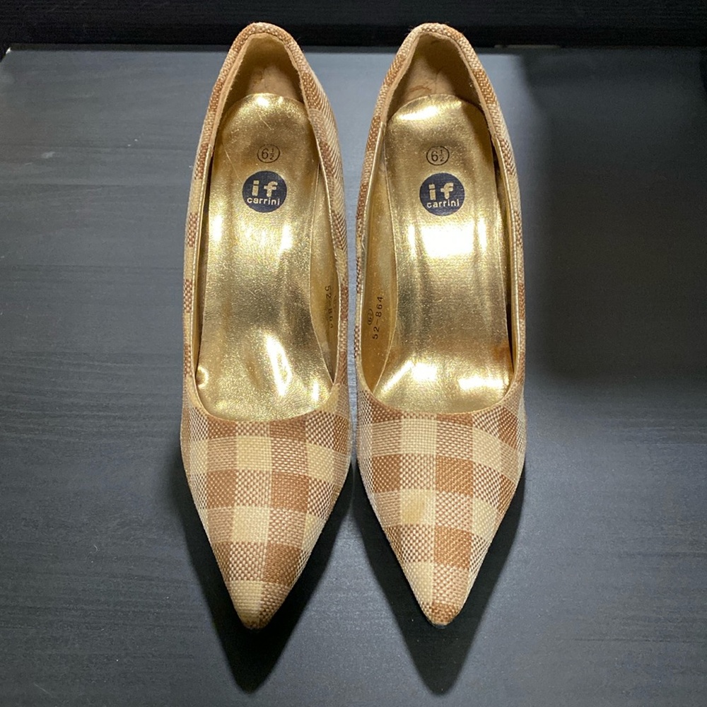 IF CARRINI - Brown/Tan Checkered Heels